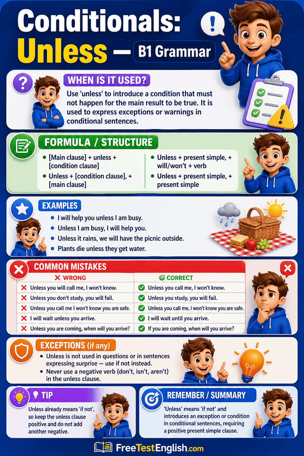 Conditionals: Unless B1 Infographic