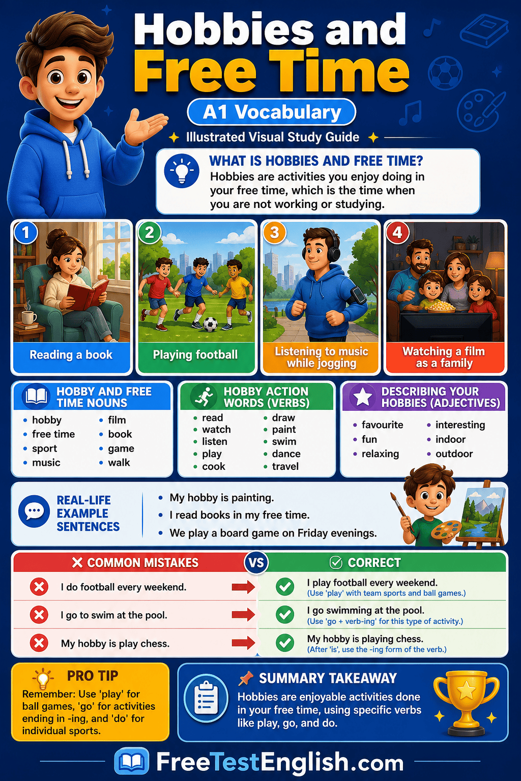 Hobbies and Free Time A1 Infographic