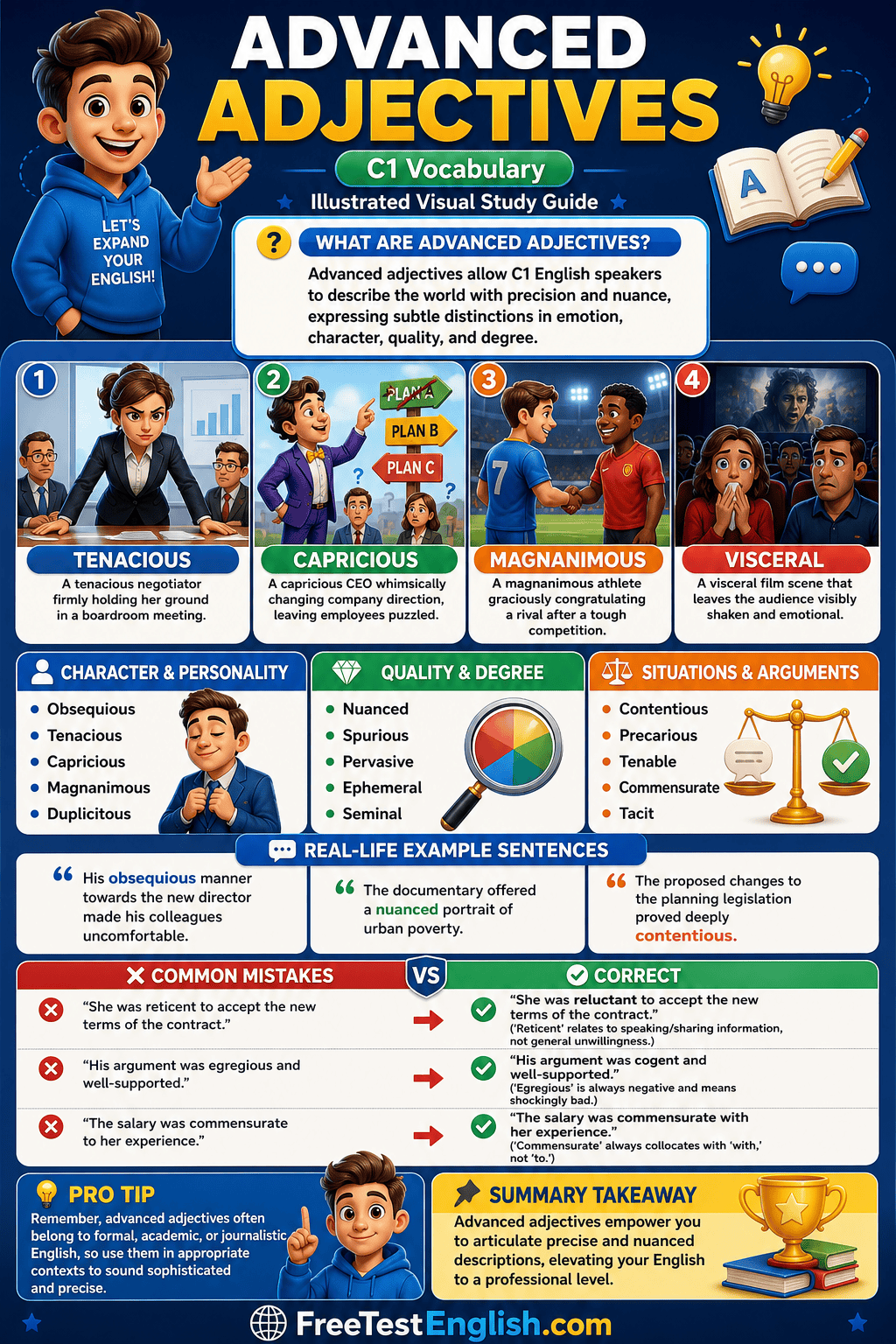 Advanced Adjectives C1 Infographic