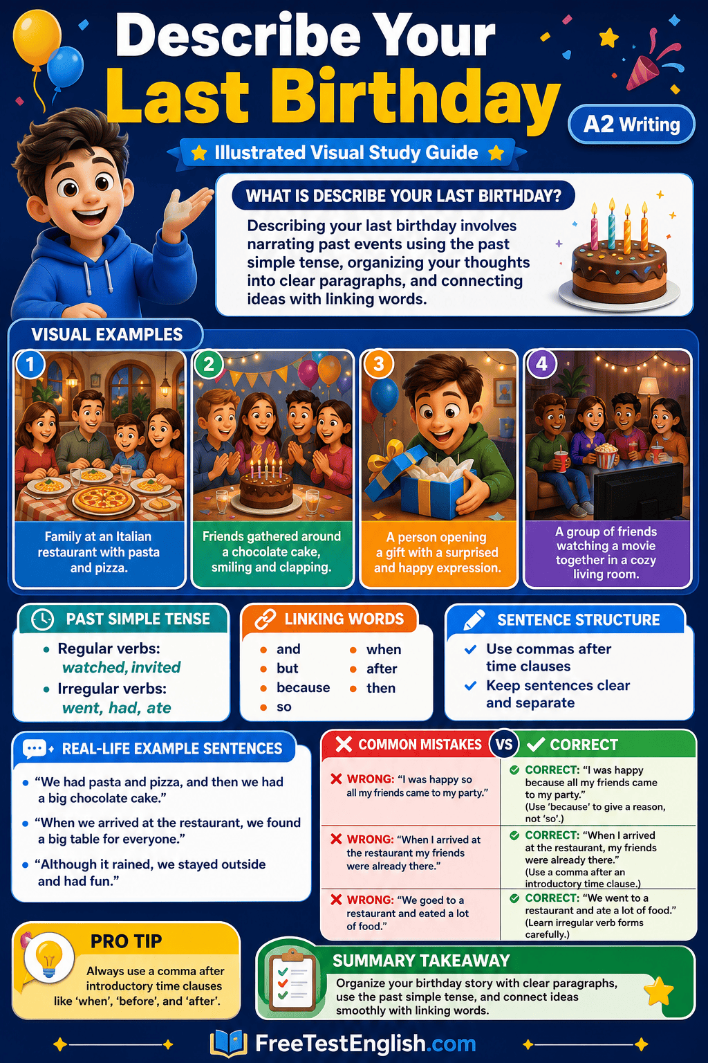 Describe Your Last Birthday A2 Infographic