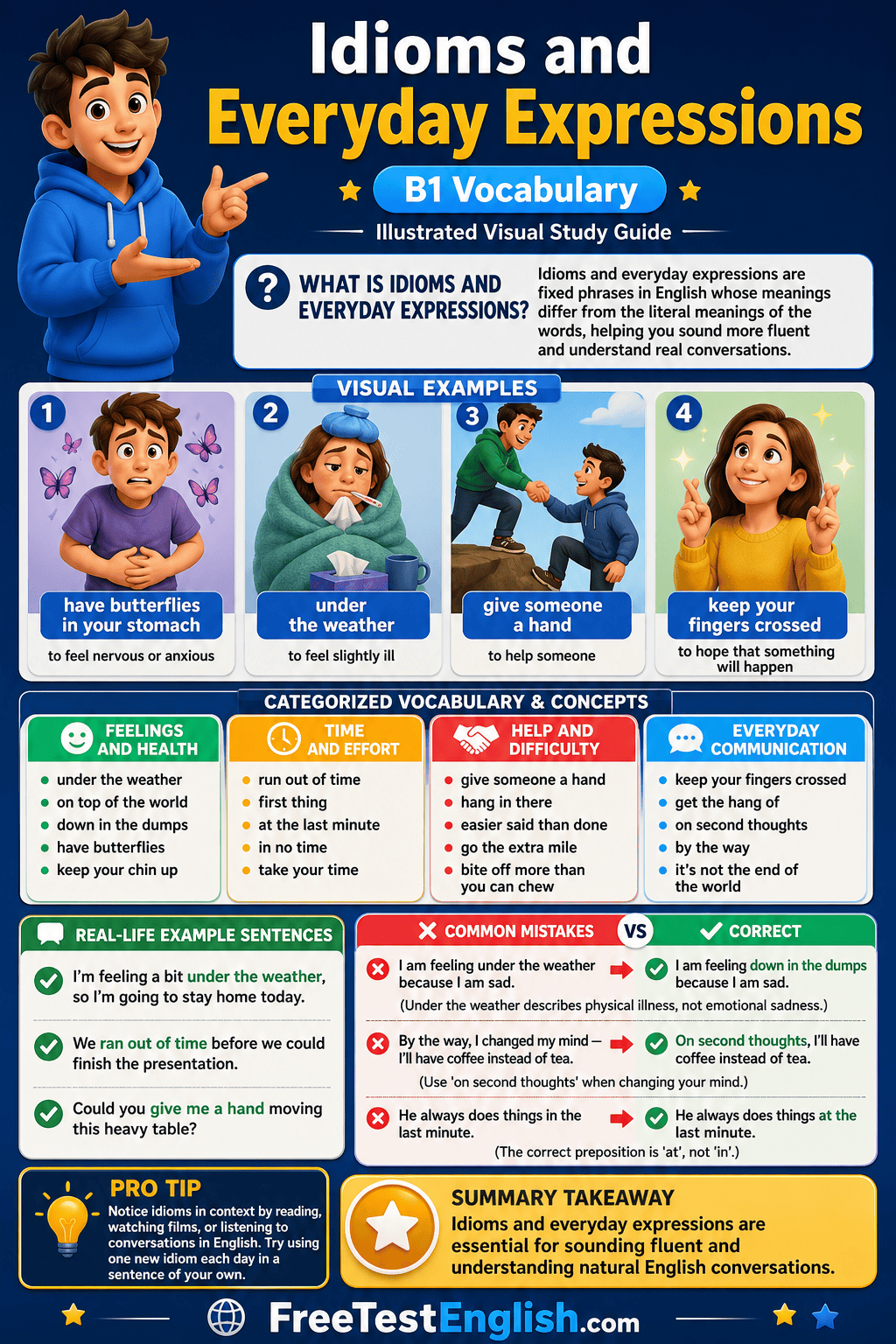 Idioms and Everyday Expressions B1 Infographic