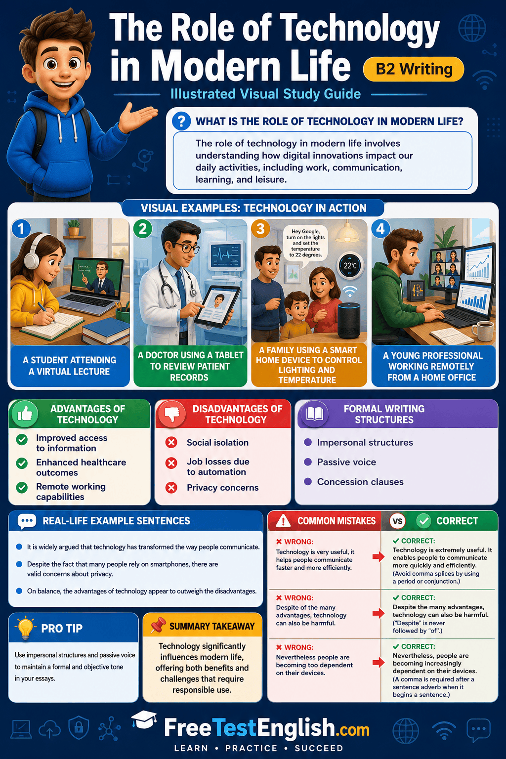 The Role of Technology in Modern Life B2 Infographic