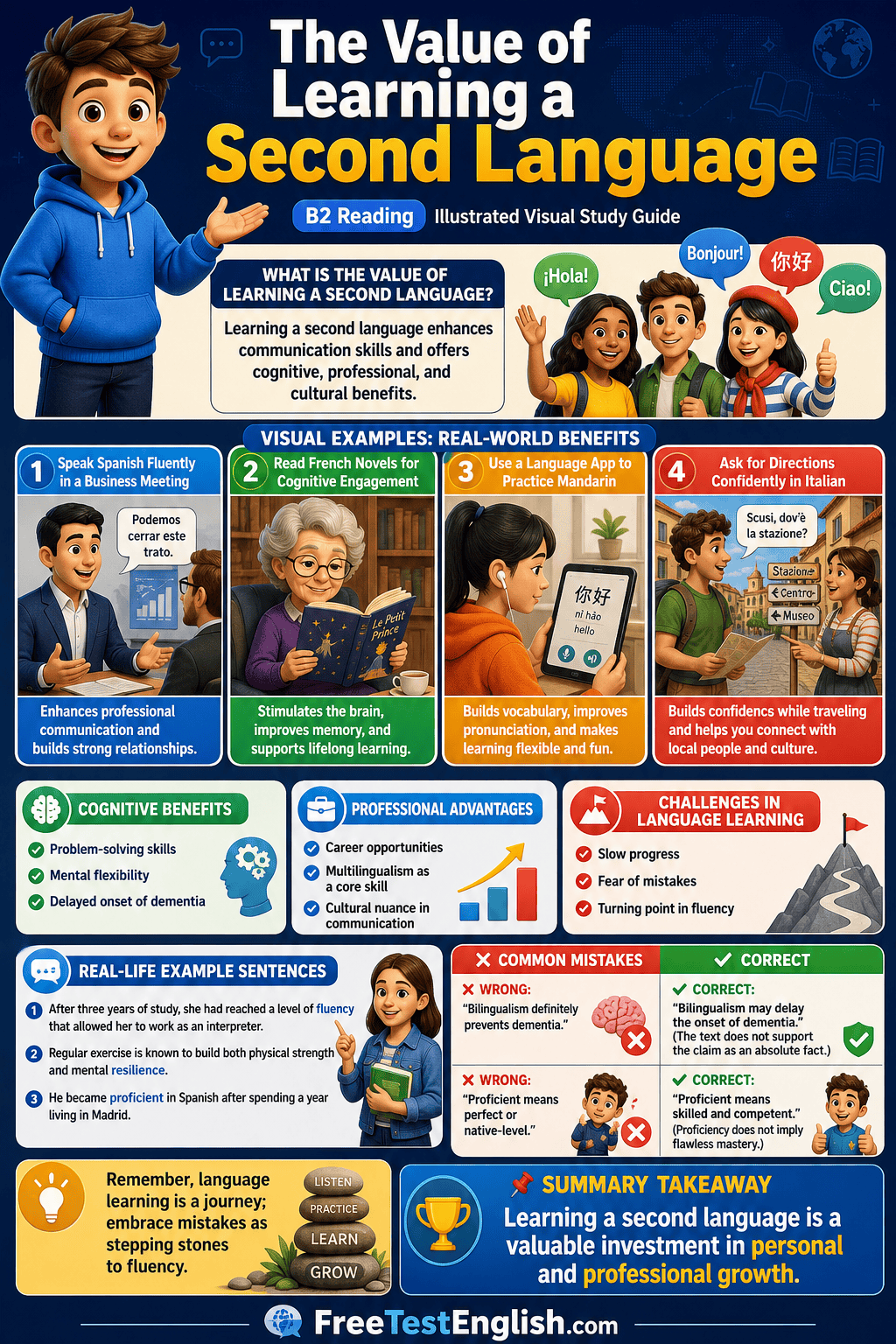 The Value of Learning a Second Language B2 Infographic